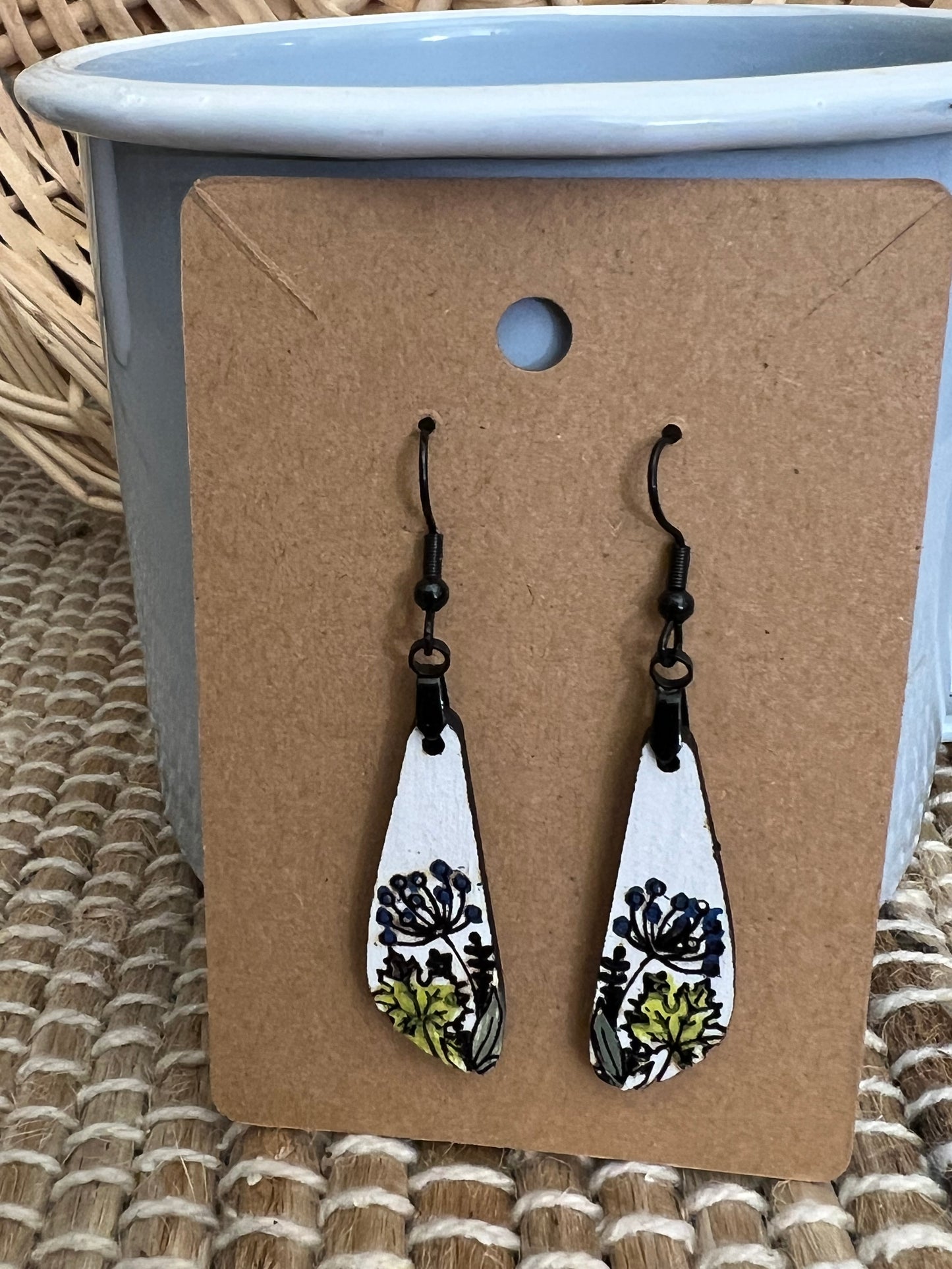 Wood Angled Dangle Style Earrings for Fall