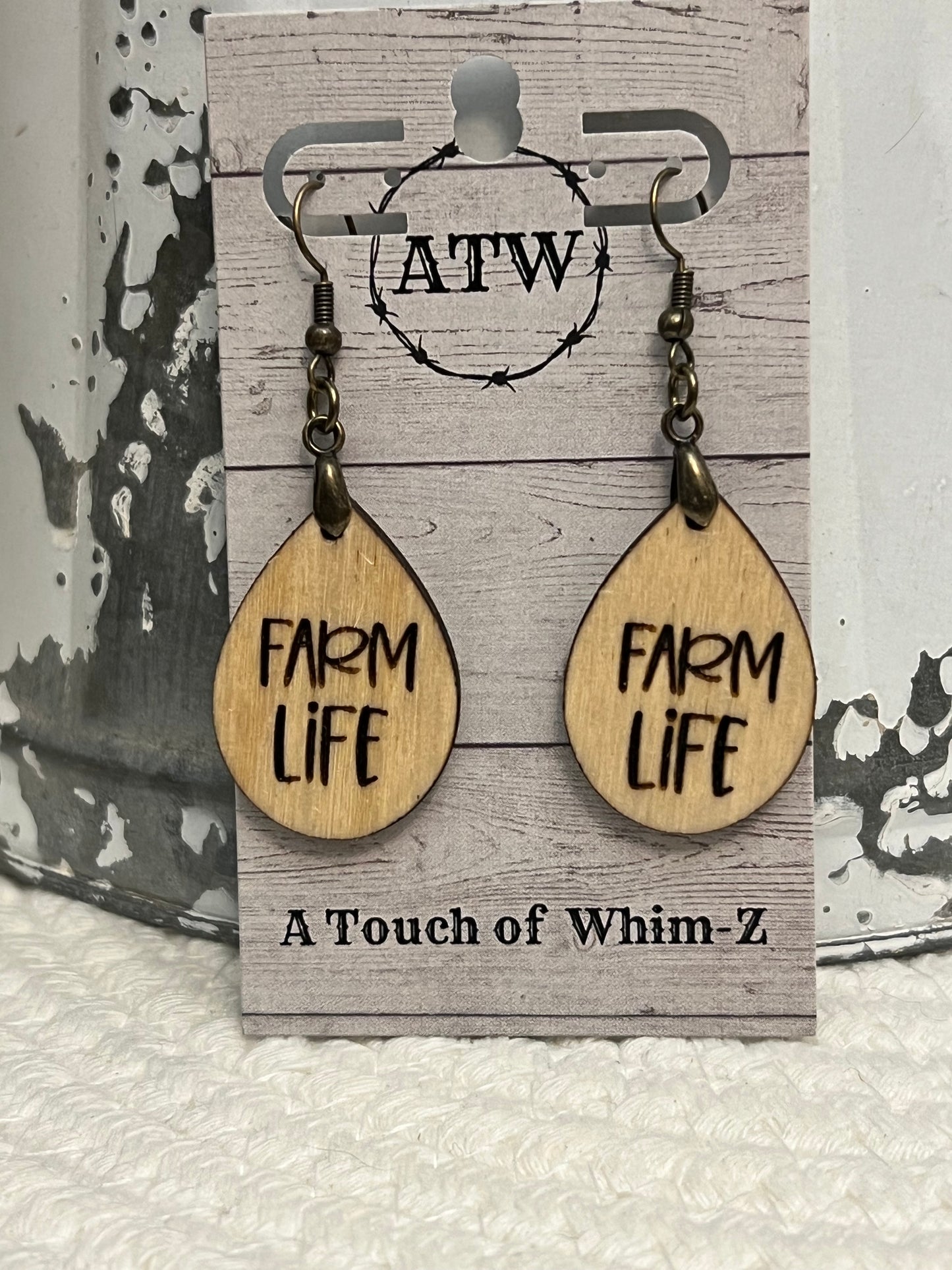 Tear Drop Farm Life Dangle Earring