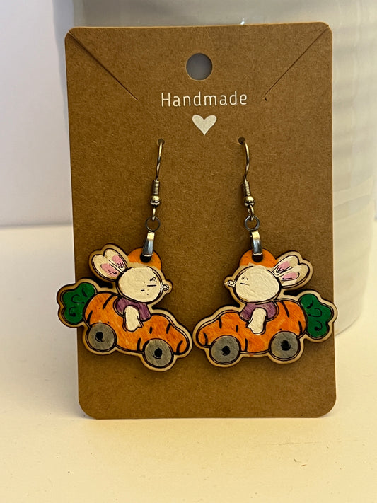 Adorable Bunny in Carrot Mobile Easter Earrings