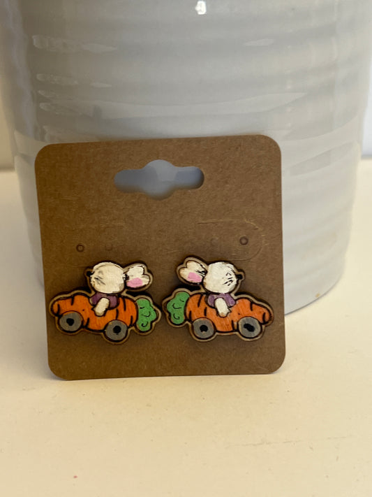 Adorable Bunny in Carrot Mobile Easter Earrings