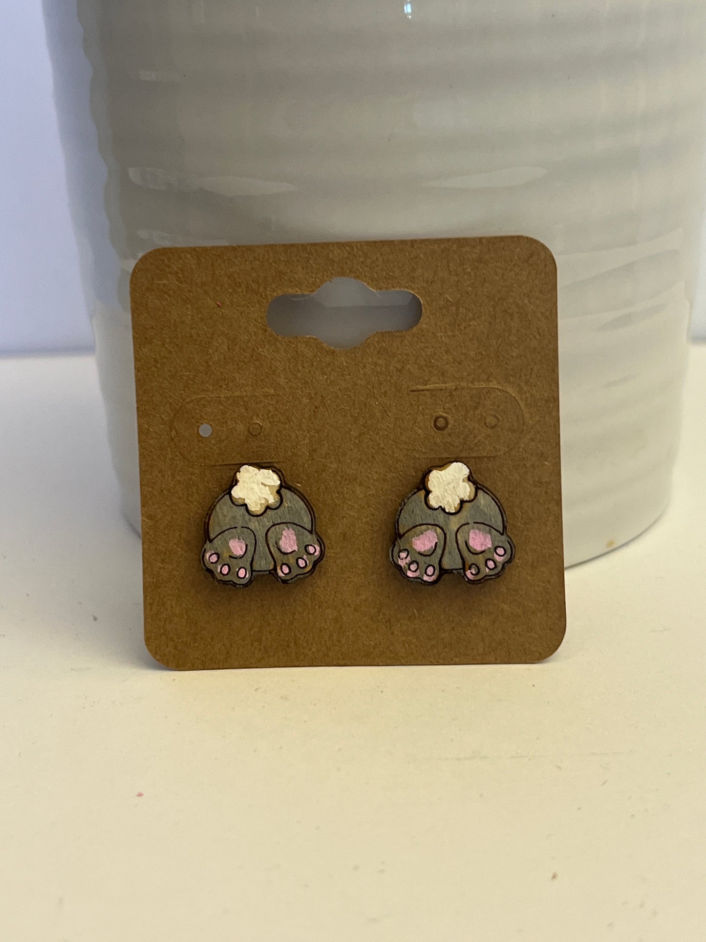 Gray Easter Bunny or Bunny Butt Stud Earrings