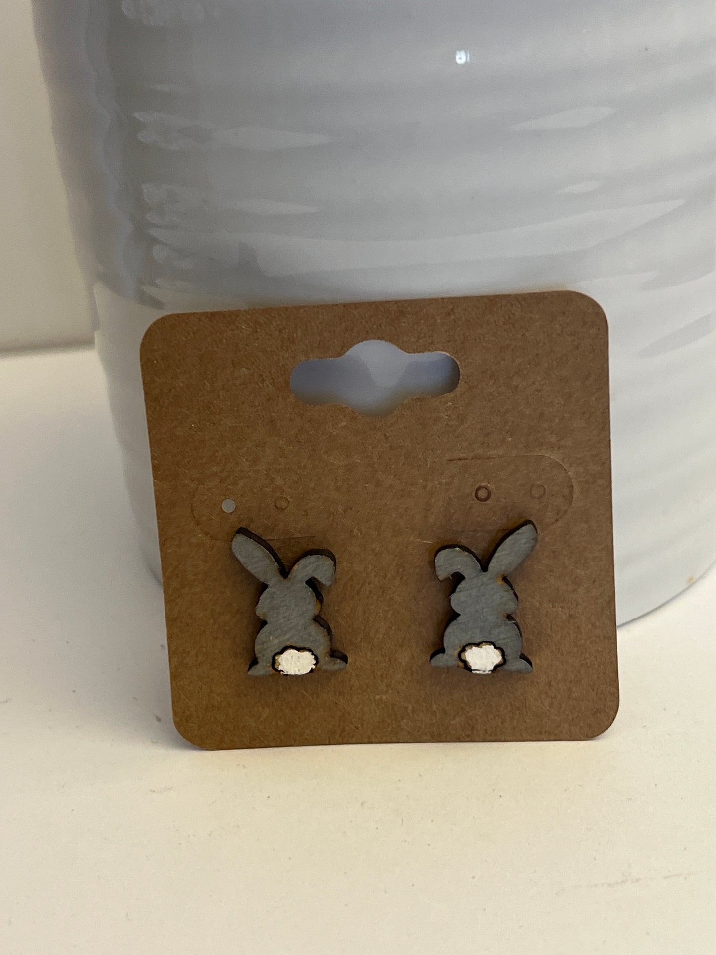 Gray Easter Bunny or Bunny Butt Stud Earrings