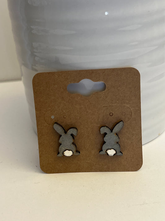 Gray Easter Bunny or Bunny Butt Stud Earrings