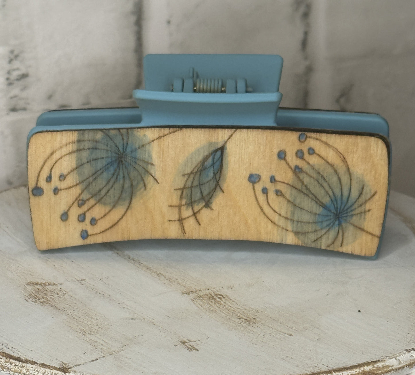 Floral Watercolor Limited Edition Wood Cover Hair Claws