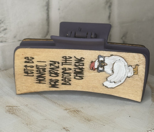 Chicken Lover Wood Cover Hair Claw