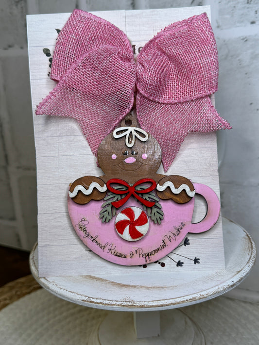 Gingerbread Girl in a TeaCup Ornament